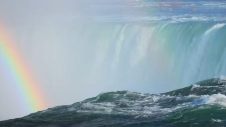 waterfall with rainbow